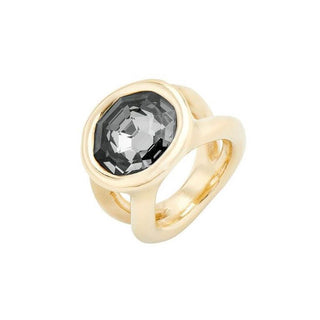 Uno de 50 'On My Own' Yellow Gold Plated Ring with Grey Swarovski Crystal
