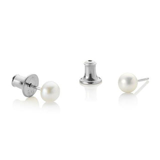 Jersey Pearl Silver 4-4.5mm Freshwater Pearl Stud Earrings