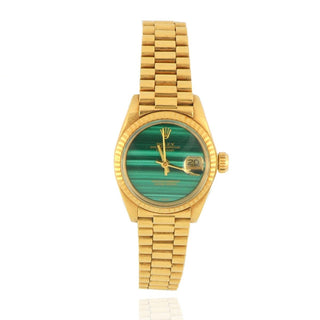 Pre-owned Rolex 18ct Yellow Gold Datejust With A Malachite Face