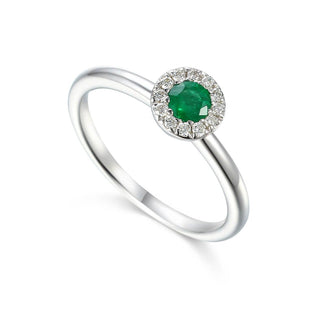 A&S Birthstone Collection 9ct White Gold Emerald And Diamond May Birthstone Ring