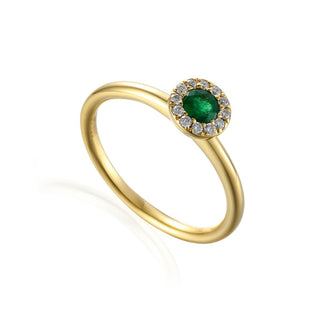 A&S Birthstone Collection 9ct Yellow Gold Emerald And Diamond May Birthstone Ring
