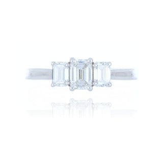 Platinum 1.00ct Emerald Cut Diamond 3 Stone Ring