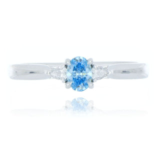 Platinum 0.27ct Blue Diamond 3 Stone Ring