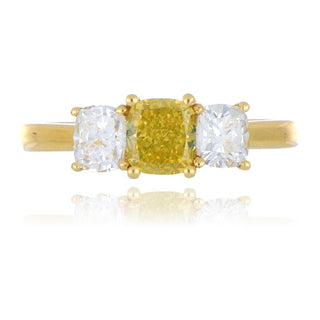 18ct Yellow Gold 0.70ct Yellow Diamond 3 Stone Ring