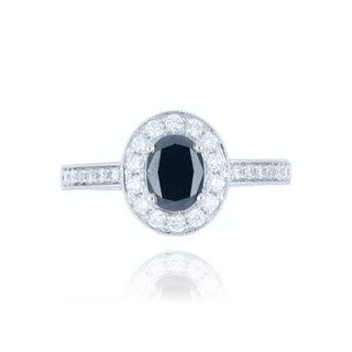 18ct White Gold 0.65ct Black Diamond Cluster Ring With Stone Set Shoulders