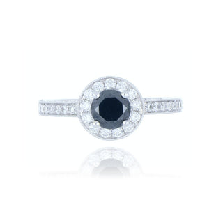 18ct White Gold 0.69ct Black Diamond Cluster Ring With Stone Set Shoulders