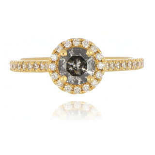 18ct Yellow Gold 0.75ct Salt And Pepper Diamond Cluster Ring