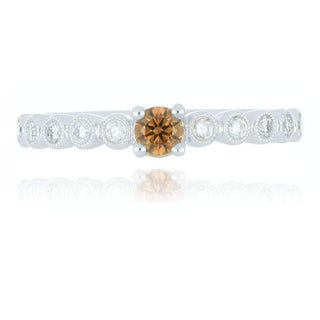 18ct White Gold 0.16ct Natural Champagne Diamond Ring With Stone Set Shoulders