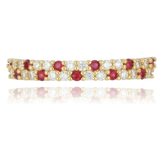 18ct Yellow Gold 0.26ct Diamond And Ruby Half Eternity Ring