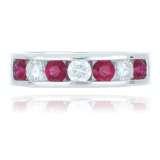 18ct White Gold 0.71ct Ruby And Diamond Half Eternity Ring