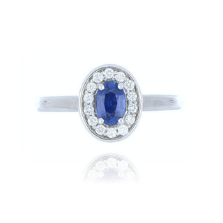 18ct White Gold 0.50ct Sapphire And Diamond Cluster Ring