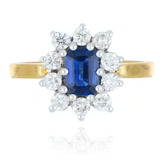 18ct Yellow Gold 1.09ct Sapphire And Diamond Cluster Ring