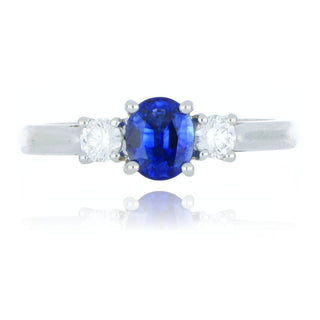 Platinum 0.71ct Sapphire And Diamond 3 Stone Ring