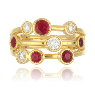 18ct Yellow Gold 0.89ct Ruby And Diamond Scatter Ring