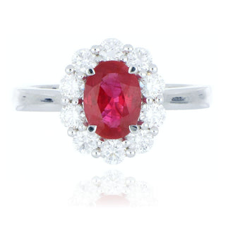 18ct White Gold 1.20ct Ruby And Diamond Cluster Ring