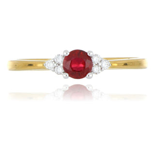 18ct Yellow Gold 0.29ct Ruby And Diamond 3 Stone Style Ring