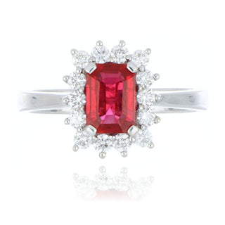 18ct White Gold 0.98ct Ruby And Diamond Cluster Ring