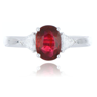 18ct White Gold 1.58ct Ruby And Diamond 3 Stone Ring