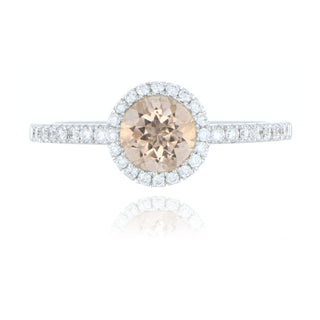 18ct White Gold 0.79ct Morganite And Diamond Cluster Ring