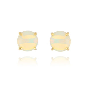 18ct Yellow Gold 0.83ct Round Opal Stud Earrings