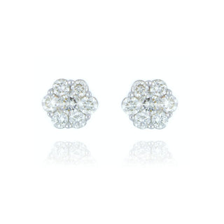 9ct White Gold 0.30ct Diamond Flower Cluster Stud Earrings