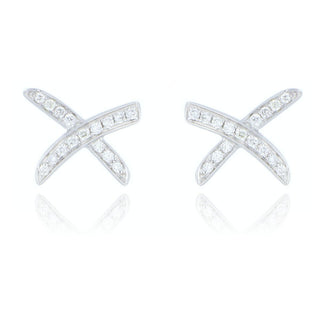 18ct White Gold Diamond Set Kiss Stud Earrings