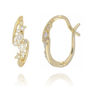 9ct Yellow Gold Diamond Scatter Hoop Earrings