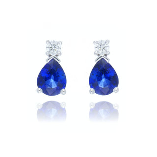 18ct White Gold 0.70ct Sapphire And Diamond Drop Earrings