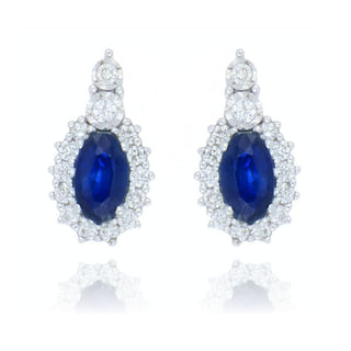 9ct White Gold Sapphire And Diamond Stud Earrings