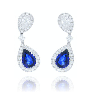 18ct White Gold 1.52ct Sapphire And Diamond Drop Earrings