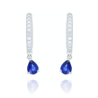 18ct White Gold 0.34ct Sapphire And Diamond Drop Hoop Earrings