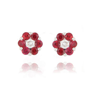 18ct White Gold 0.35ct Ruby And Diamond Stud Earrings