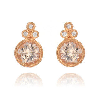 9ct Rose Gold Morganite And Diamond Stud Earrings