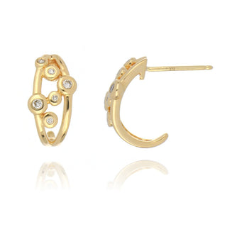 9ct Yellow Gold 0.15ct Diamond Scatter Hoop Earrings