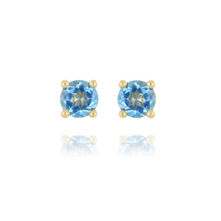 9ct Yellow Gold 4mm Blue Topaz Stud Earrings