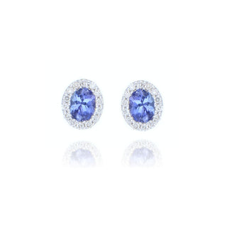 18ct White Gold 0.36ct Tanzanite And Diamond Cluster Stud Earrings