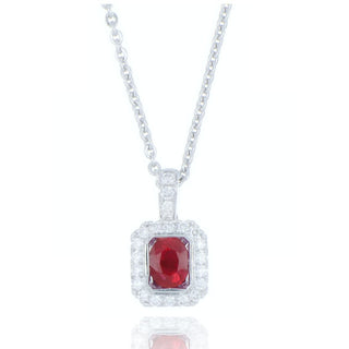18ct White Gold 0.34ct Ruby And Diamond Cluster Necklace