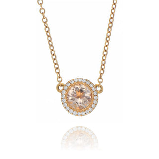 18ct Rose Gold 0.66ct Morganite And Diamond Cluster Necklace