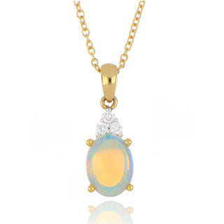 18ct Yellow Gold Opal And Diamond Necklace