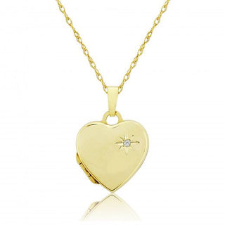 9ct Yellow Gold Diamond Heart Locket