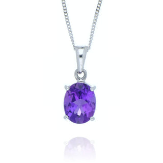 9ct White Gold Oval Cut Amethyst Necklace