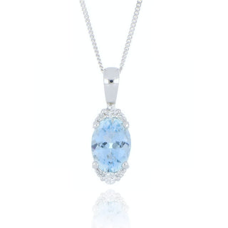 9ct White Gold Aquamarine And Diamond Necklace