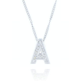 9ct White Gold 0.04ct Diamond Initial A Necklace