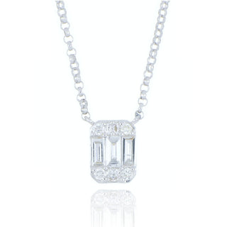 9ct White Gold 0.27ct Diamond Cluster Necklace
