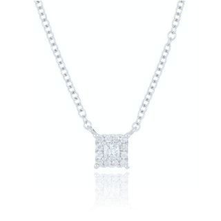 9ct White Gold 0.14ct Diamond Cluster Necklace