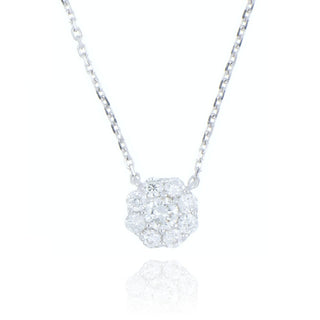 9ct White Gold 0.25ct Flower Cluster Necklace