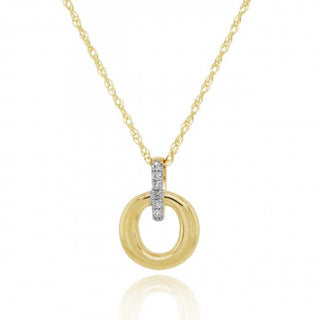 9ct Yellow And White Gold Diamond Circle Necklace