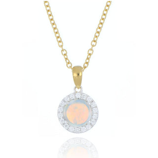 18ct Yellow Gold 0.39ct Opal And Diamond Necklace