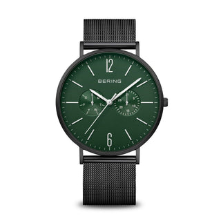 Bering Gents Green Watch With A Mesh Bracelet