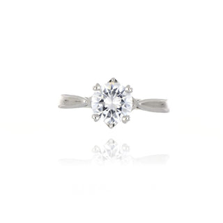 A&s Enchanted Collection Silver 7mm Cubic Zirconia Solitaire Ring